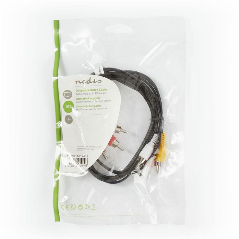 Video Kabel, komposit 3x RCA / Phono 1,50 meter