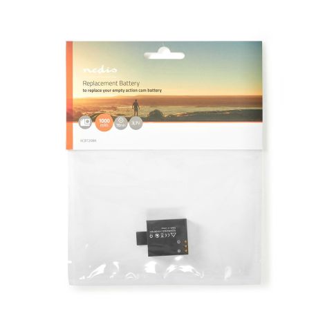 Reservebatteri til action-kamera - 1000 mAh - Max 70 minutter 3,7 V