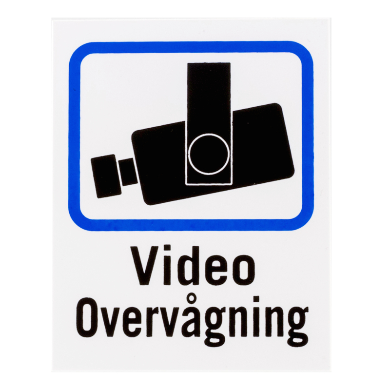 Skilt videoovervågning plastik 8×10 cm 2-pak