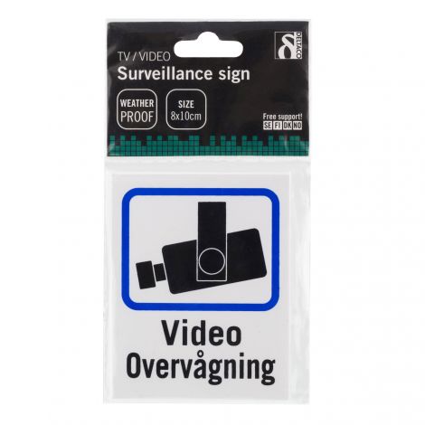Skilt videoovervågning plastik 8x10 cm 2-pak