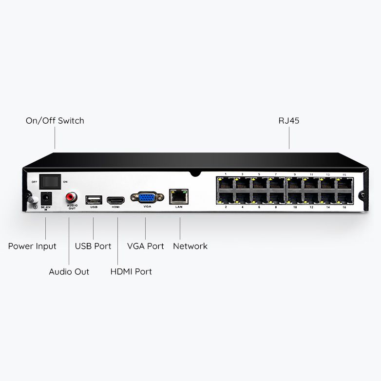 Reolink NVR harddiskoptager til 16 kameraer, inkl. 4 TB hdd