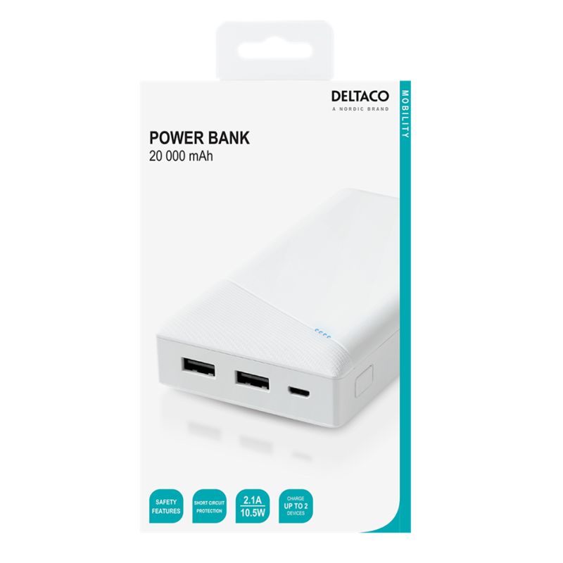 Powerbank 20.000 mAh - 2,1 A - 2x USB-A