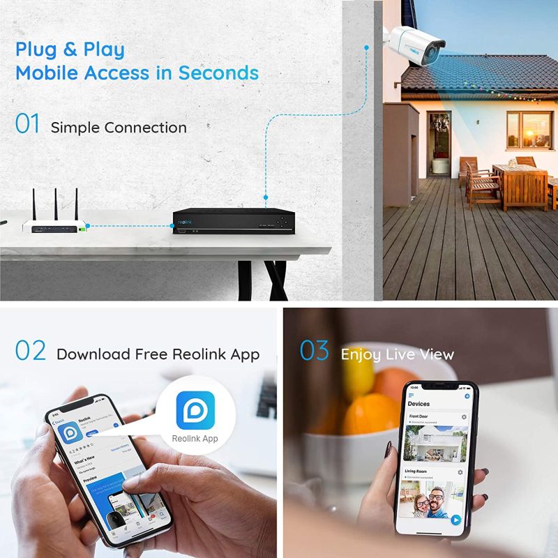 Reolink 4K komplet sæt til overvågning med 8 PoE kameraer og NVR