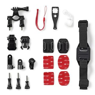 Monteringssæt til actionkamera med 3 beslag og rejseetui