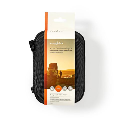 Monteringssæt til actionkamera med 3 beslag og rejseetui