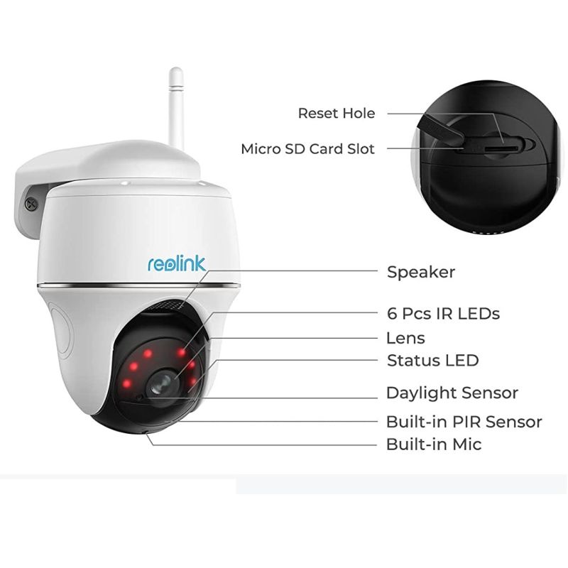 Reolink Argus PT 5MP batteridrevet WiFi kamera med Pan-tilt