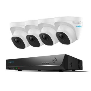 Reolink komplet sæt med NVR HDD-boks og 4 stk. 5MP PoE dome-kameraer