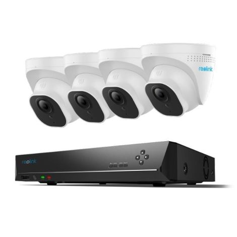 Reolink komplet sæt med NVR HDD-boks og 4 stk. 5MP PoE dome-kameraer