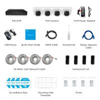 Reolink komplet sæt med NVR HDD-boks og 4 stk. 5MP PoE dome-kameraer