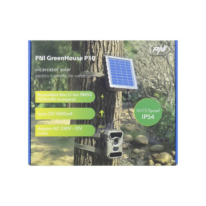 PNI solcellepanel med batteri 12 volt til vildtkameraer
