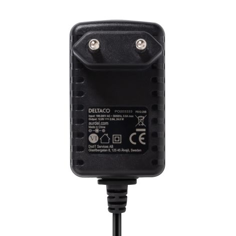 12 volt DC strømforsyning adapter 2 A