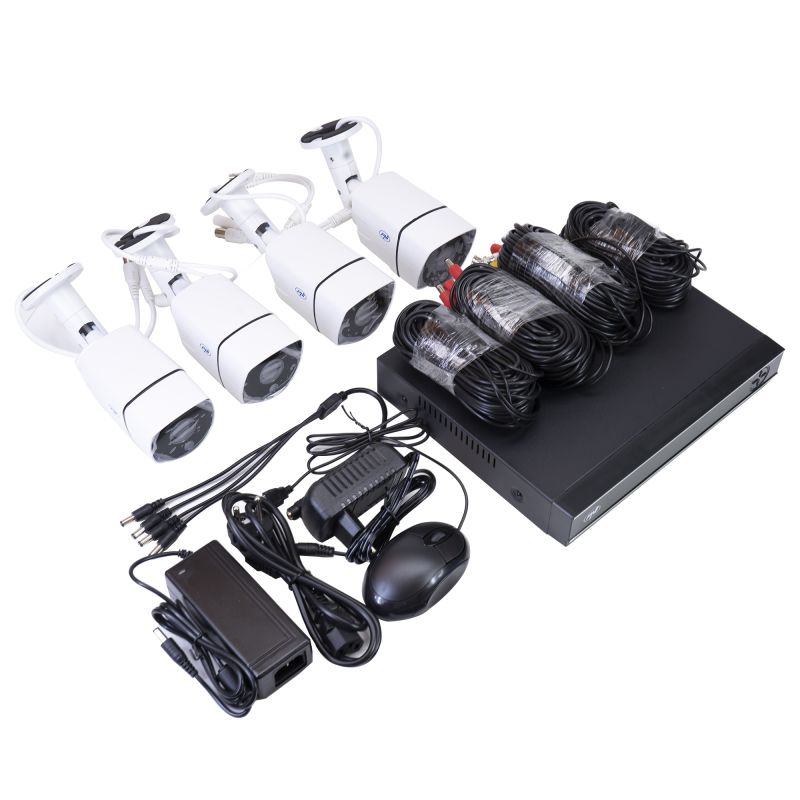 Komplet sæt til videoovervågning med 4 kameraer og 1 TB harddisk