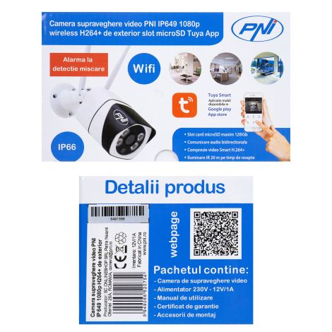 PNI-IP649 Wi-Fi udendørs overvågningskamera til app