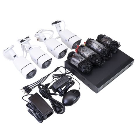 Komplet sæt til videoovervågning med 4 kameraer og 1 TB harddisk