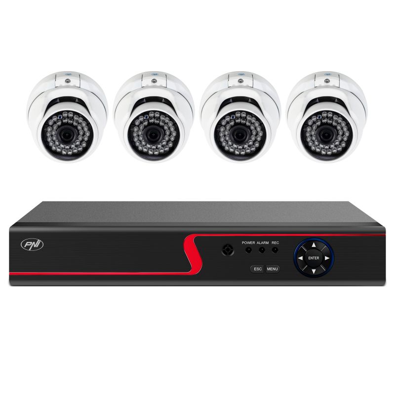 Komplet sæt til videoovervågning med 4 dome kameraer og 1 TB hdd