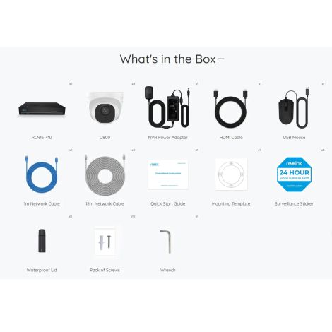 Reolink komplet sæt til videoovervågning med 8 dome-kameraer