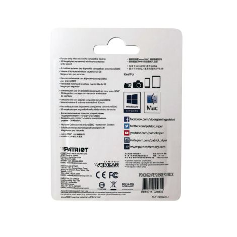 Patriot EP Micro-SD kort 256 GB C10 UHS-1 V30