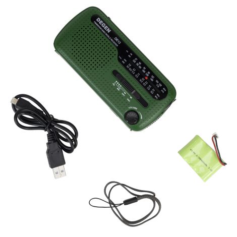 Nødradio FM / MW / SW med håndsving og solceller 