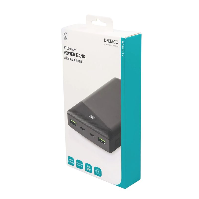  Powerbank 30.000 mAh / 111 Wh med hurtigladning