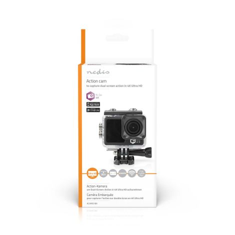Action kamera, 4K Ultra HD med dobbelt skærm