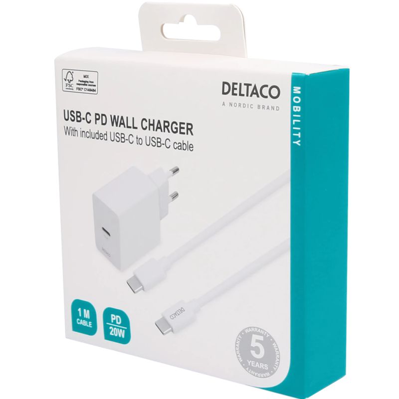 USB-C oplader m. kabel