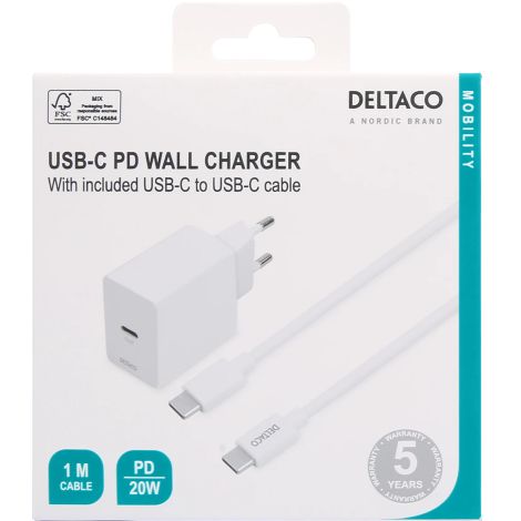 USB-C oplader m. kabel