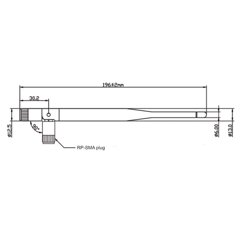 Antenne med RP-SMA stik 4-5 dBi dual band 2,4-5 GHz