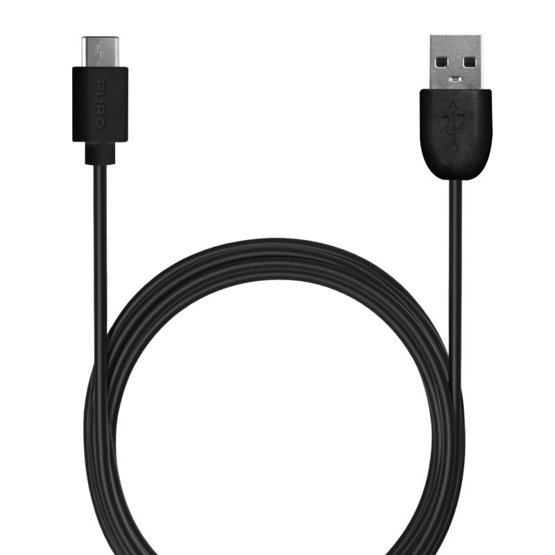 USB-A - USB-C kabel, 1m, sort