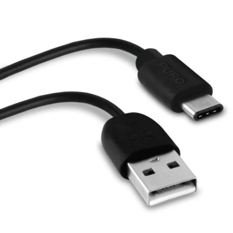 USB-A - USB-C kabel, 1m, sort