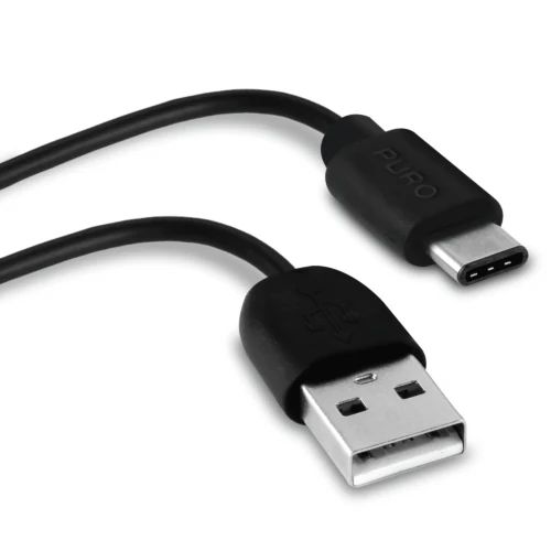 USB-A - USB-C kabel, 1m, sort