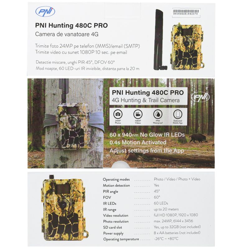 PNI Hunting 480C PRO 4G vildtkamera, 24 MP
