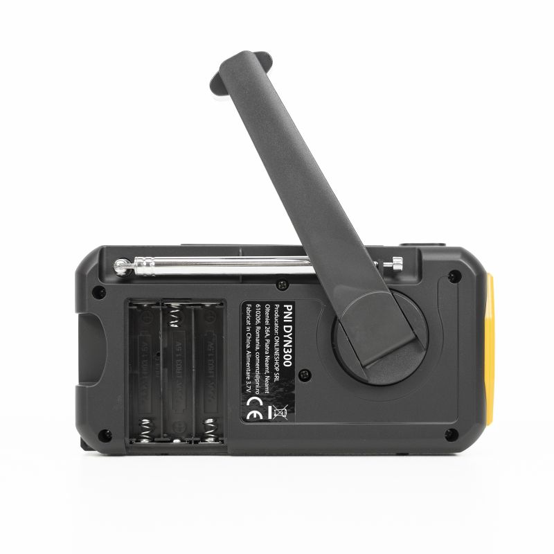 Bærbar nødradio med håndsving, solceller, powerbank & SOS-funktion