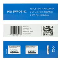 Switch POE PNI SWPOE162 - 16 POE-porte, 240W, AI Extend op til 250m