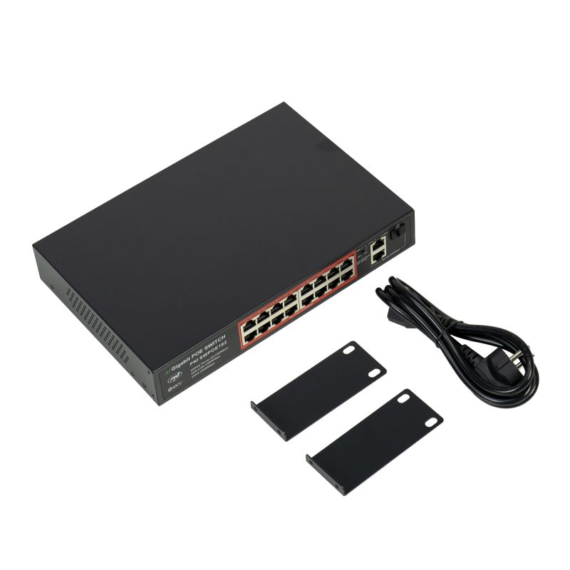 Switch POE PNI SWPOE162 - 16 POE-porte, 240W, AI Extend op til 250m