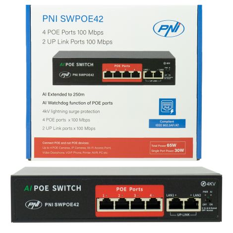 Switch PoE PNI SWPOE42 – 4 PoE-porte