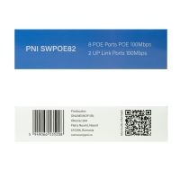 PNI SWPOE82 PoE-switch med 8 x 100 Mbps PoE-porte, AI Extend-funktion op til 250m