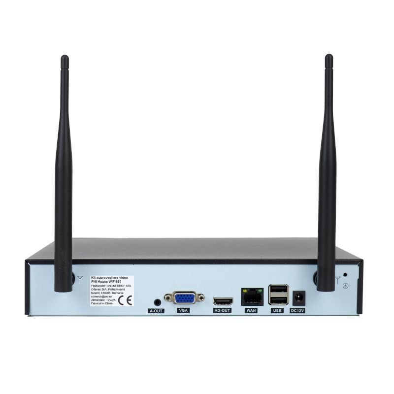 PNI House WiFi660 NVR Overvågningssæt – 4 Trådløse Udendørskameraer, 3MP, IP66