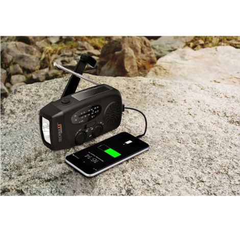 Radio m. Solpanel, Håndsving og Lommelygte - Technaxx TX-238