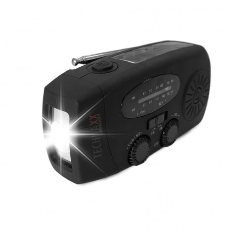 Radio m. Solpanel, Håndsving og Lommelygte - Technaxx TX-238