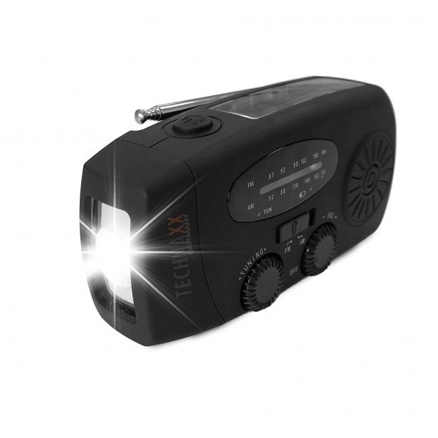 Radio m. Solpanel, Håndsving og Lommelygte - Technaxx TX-238
