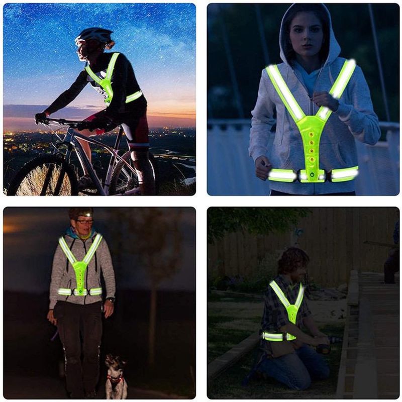 Refleksvest med hvidt og rødt LED lys
