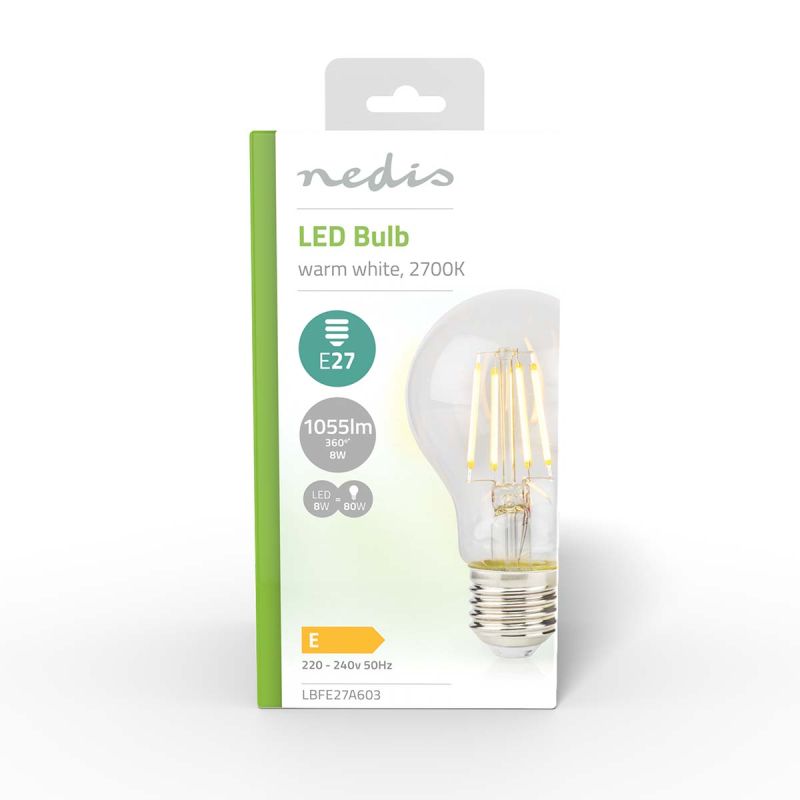LED Pære - 8 watt, 1055 lm, Varm Hvid, E27