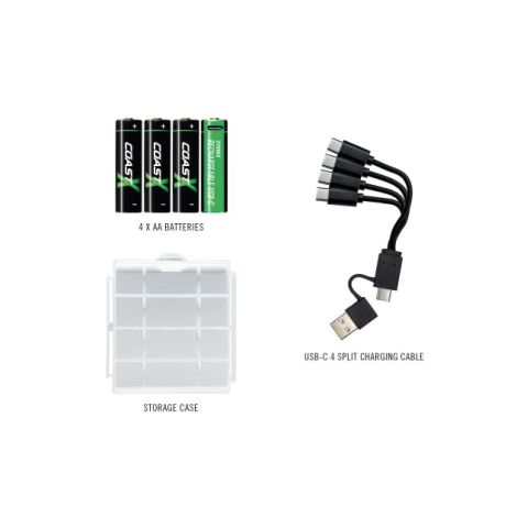 Coast AA 1.5V USB-C Genopladelige Batterier 4 stk – CO2-Neutral