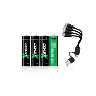 Coast AA 1.5V USB-C Genopladelige Batterier 4 stk – CO2-Neutral