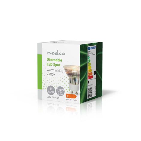 LED Pære GU10 – 4.5W, 345 lm, 2700K – Dæmpbar - Varm Hvid