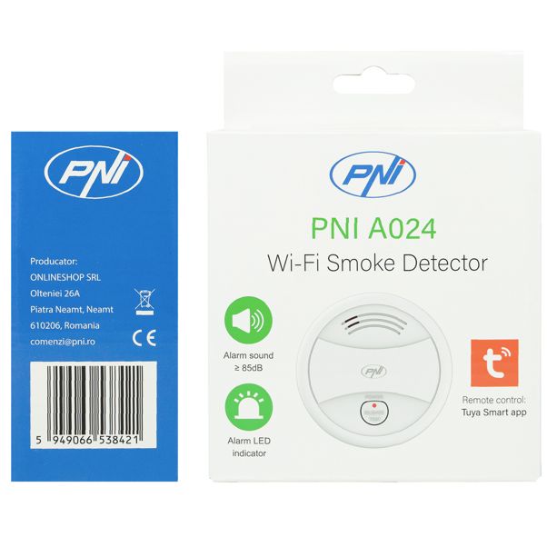 Røgalarm med Wi-Fi og Tuya Smart app - PNI A024