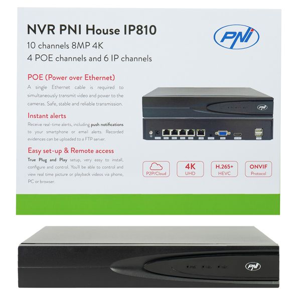 PNI House IP810 – 10-kanals 4K NVR med POE