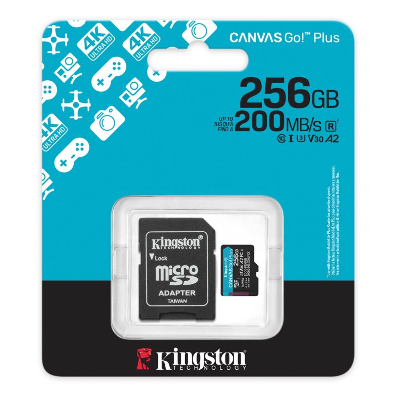Micro SD kort 256 GB Kingston Canvas Go Plus Gen4