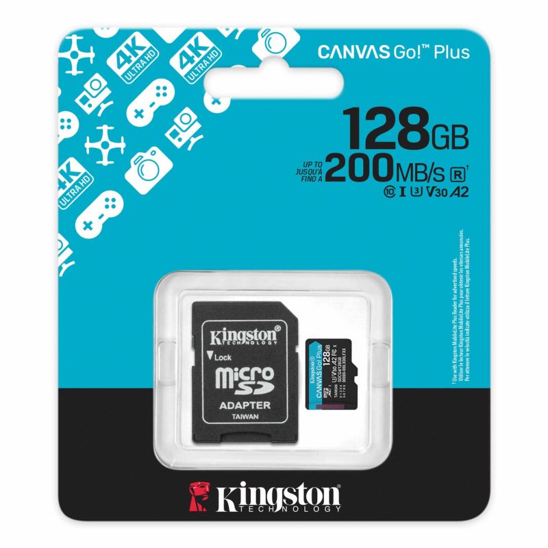 Micro SD kort 128 GB Kingston Canvas Go Plus Gen4