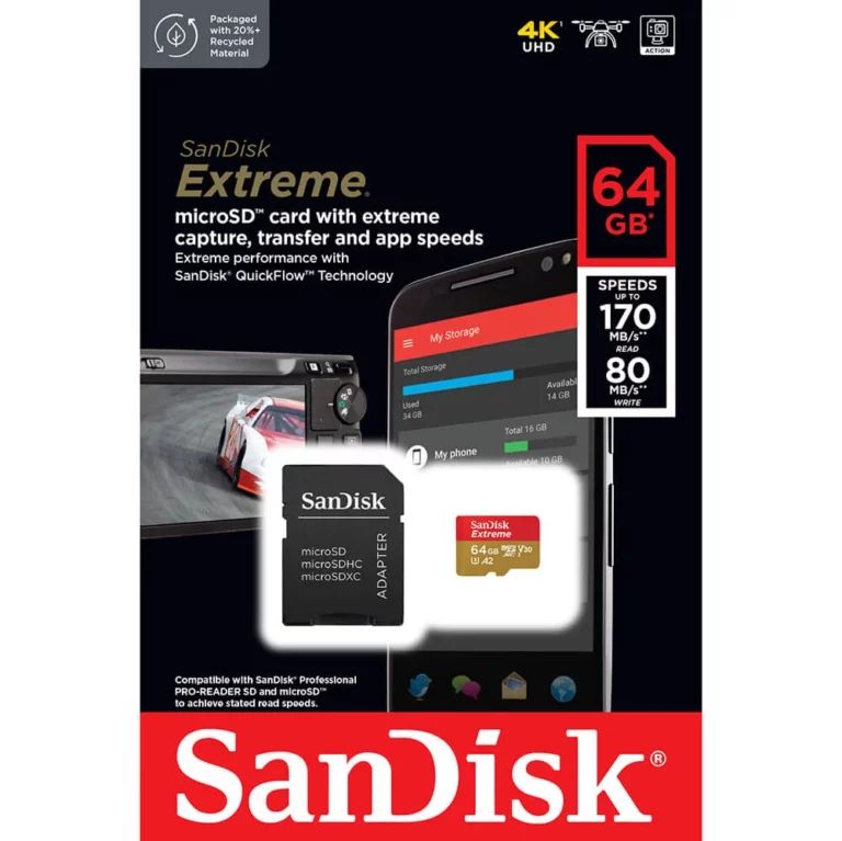 SanDisk Extreme micro-SD kort 64 GB UHS-I